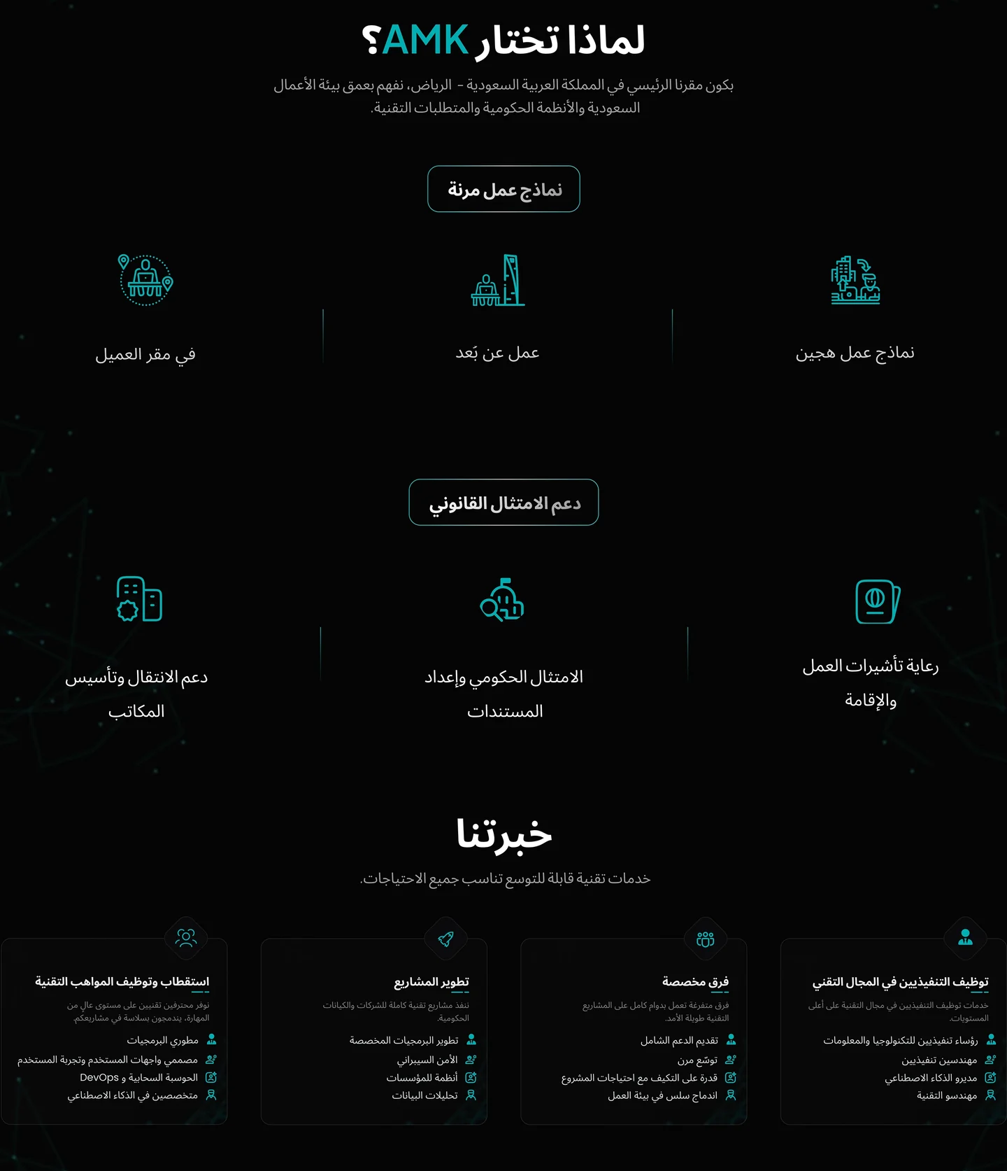 ترتيبات العمل وفئات تقديم الكوادر في صفحة AMK العربية