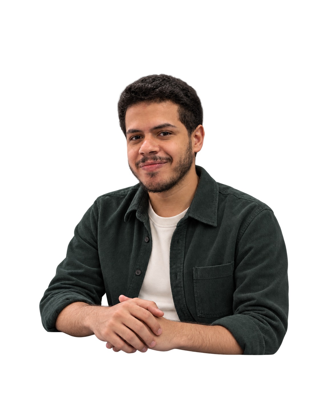 Youssef Al-Brawy looking directly at the camera in a charcoal shirt